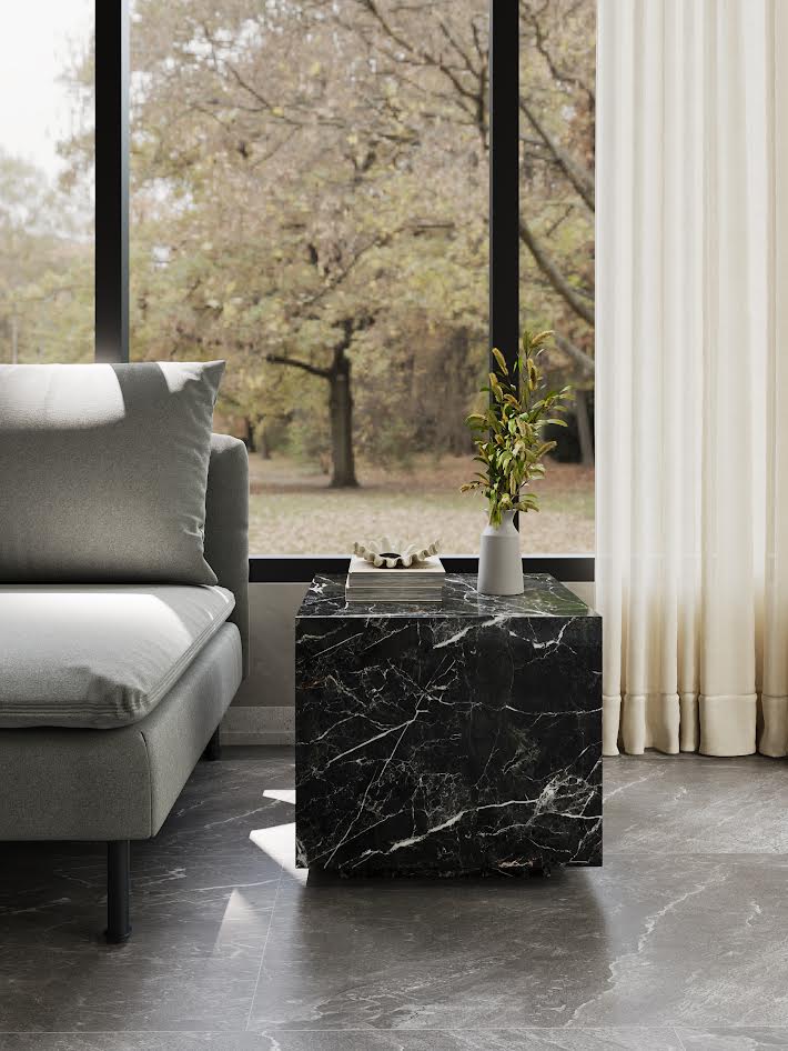 Midnight Elegance Marble Side Table - Al Rugaib Furniture