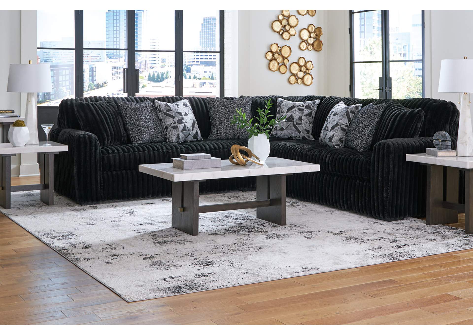Midnight-Madness 3-Piece Sectional Sectionals| Ashley Homestore