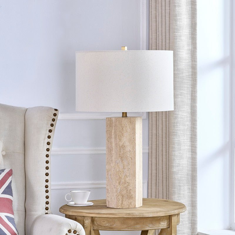 Midnight Travertine Table Lamp - Al Rugaib Furniture