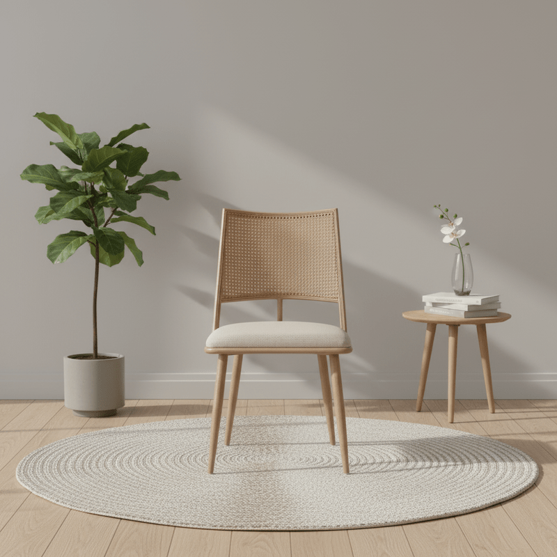 Mila Dining chair – with rattan back, armless Dining Chair| Otath