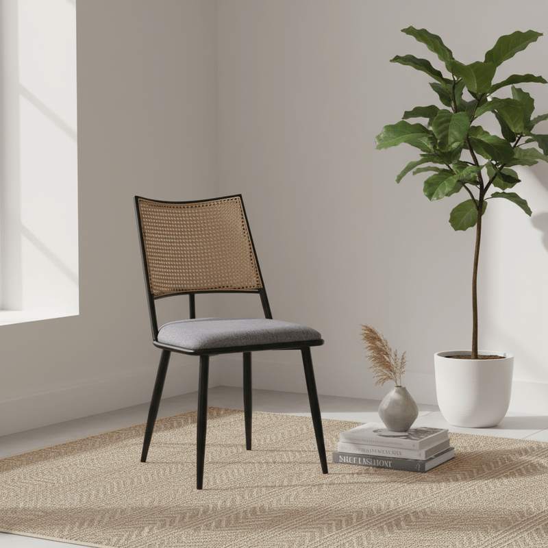 Mila Dining chair – with rattan back, armless Dining Chair| Otath