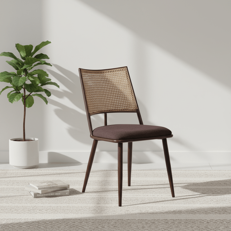 Mila Dining chair – with rattan back, armless Dining Chair| Otath