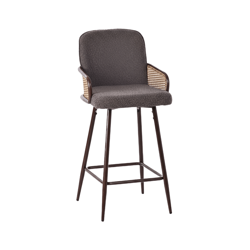 Milano Bar chair – bouclé with curved back and rattan panel Bar Stool| Otath