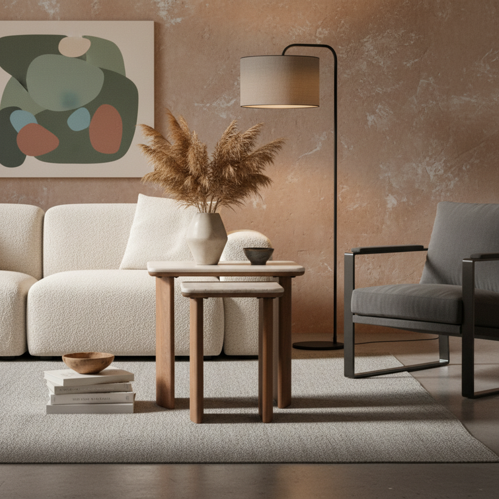 Milav NESTING TABLE Marble Top Coffee Tables| Roots Furniture