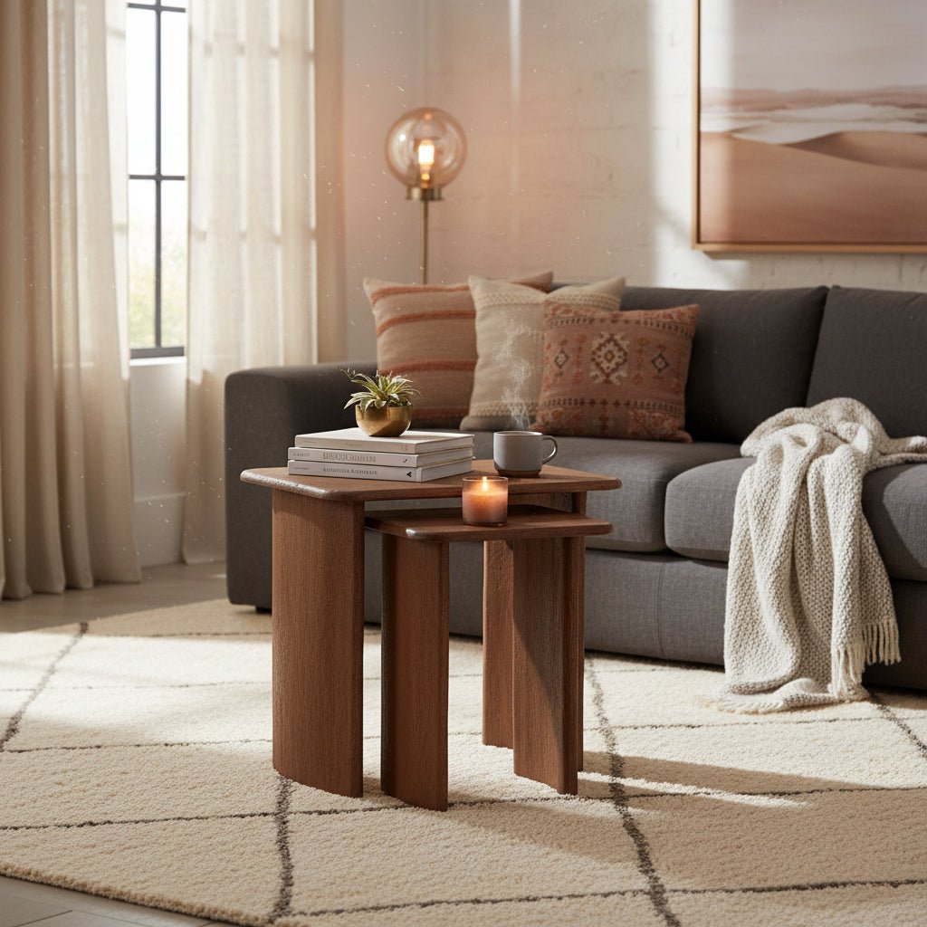 Milav NESTING TABLE Wood Top Coffee Tables| Roots Furniture