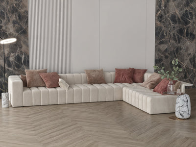 Milk - colored corner sofa model "Baha" in size 340×230 - Al Rugaib Furniture