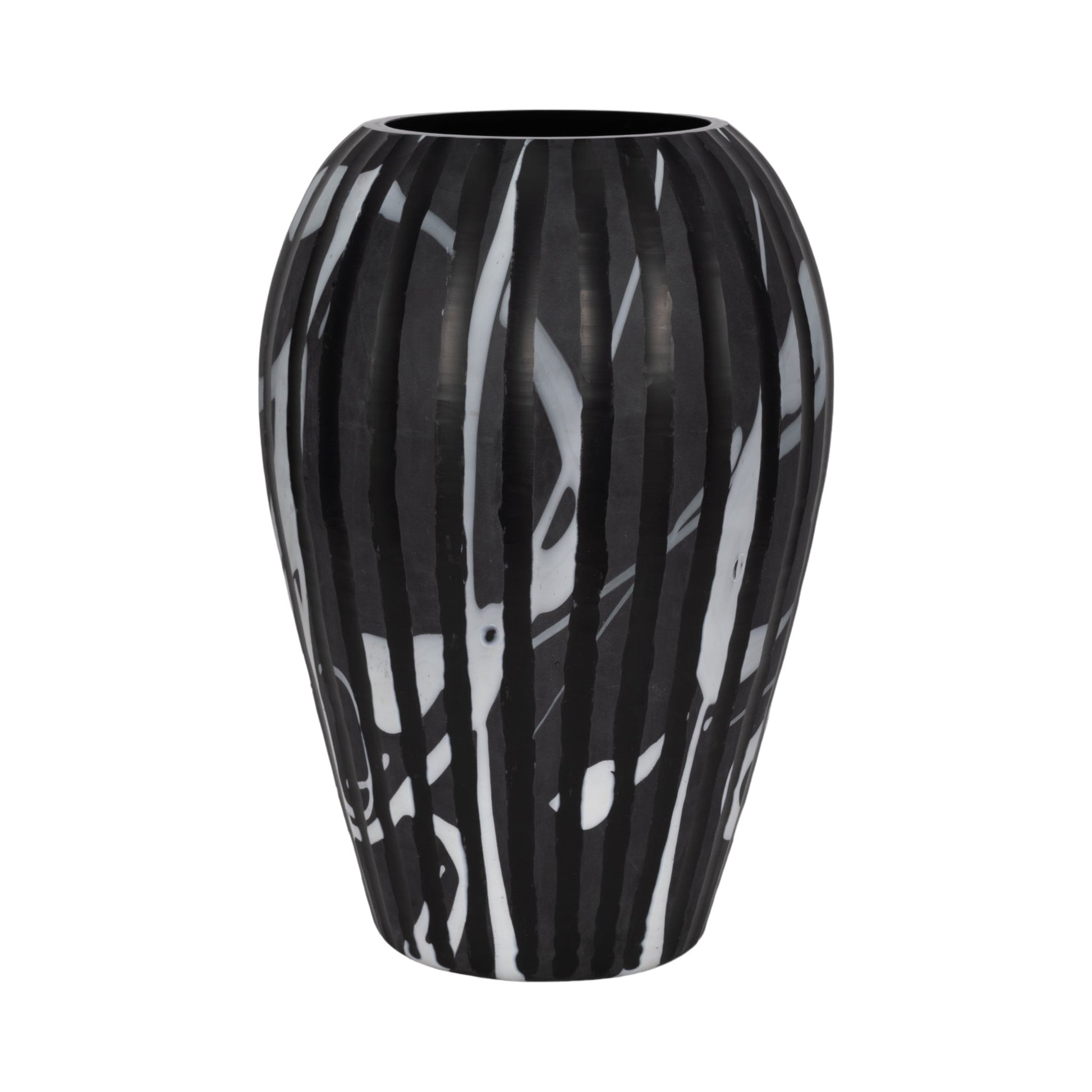 MINERVA BLACK AND WHITE GLASS VASE Vases and Jars| Sagebrook Home