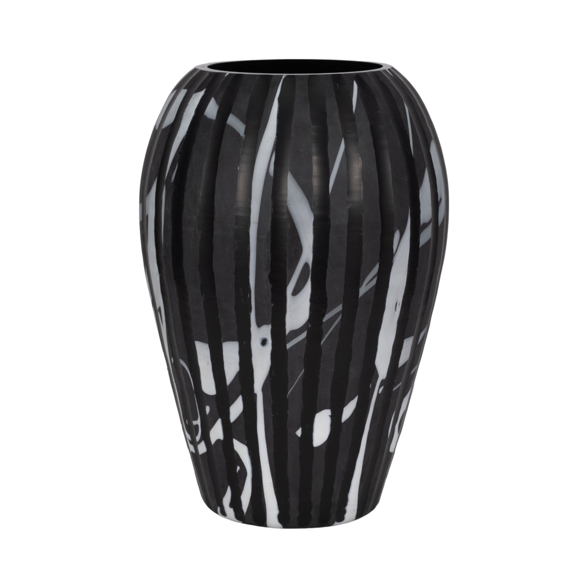 MINERVA BLACK AND WHITE GLASS VASE Vases and Jars| Sagebrook Home