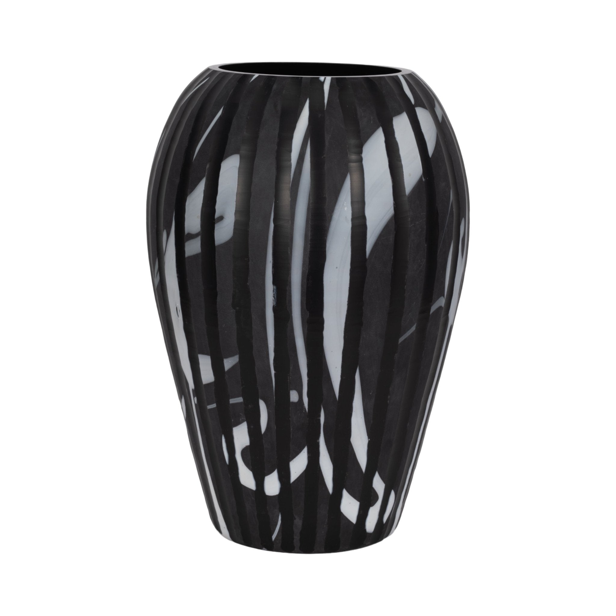MINERVA BLACK AND WHITE GLASS VASE Vases and Jars| Sagebrook Home