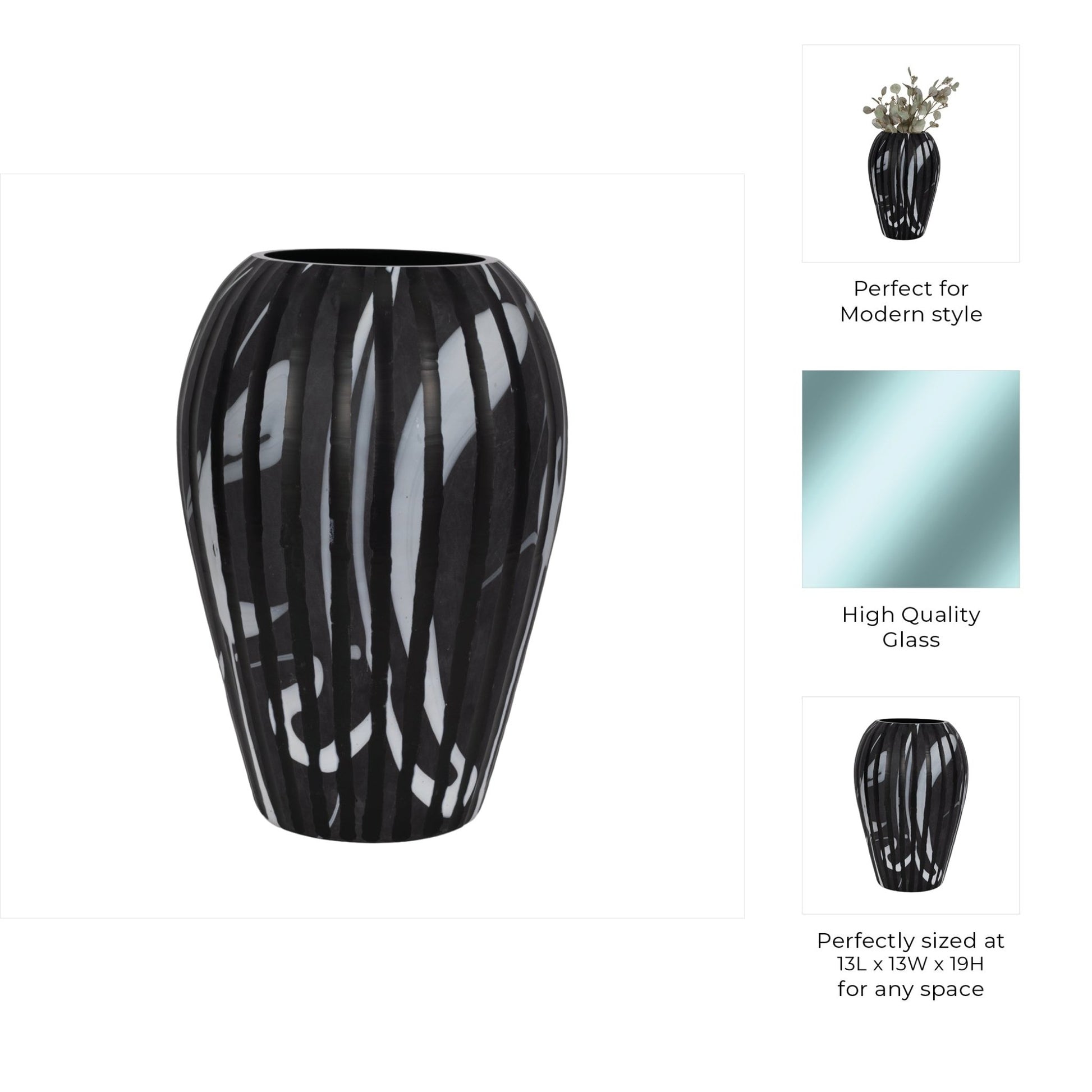 MINERVA BLACK AND WHITE GLASS VASE Vases and Jars| Sagebrook Home