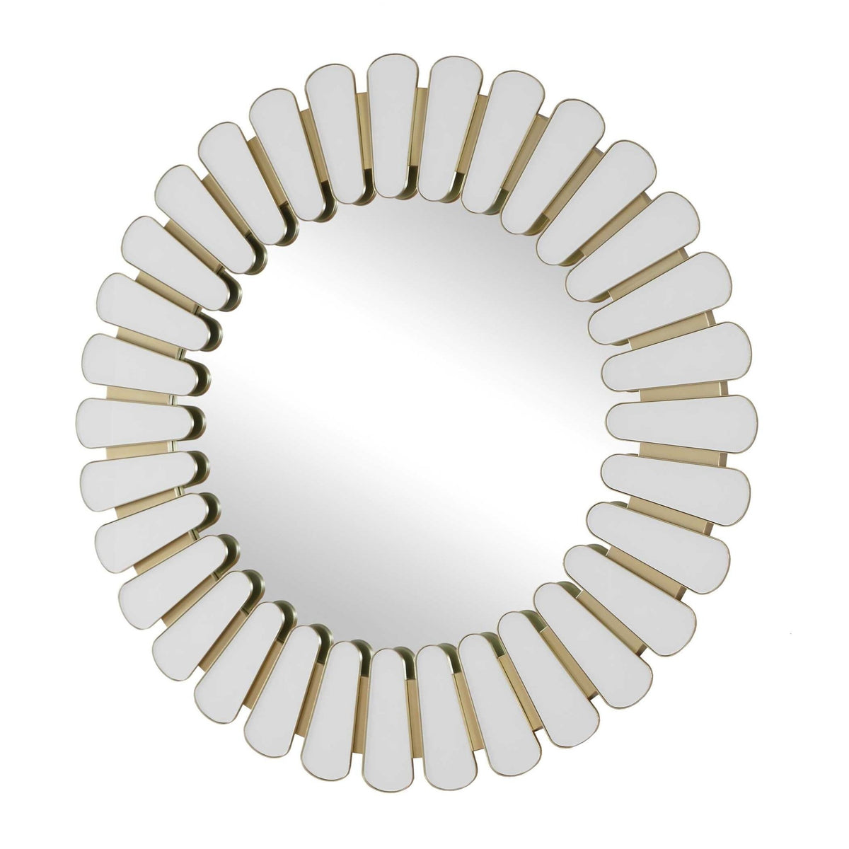 Miran White Glass Round Mirror Mirrors| Uttermost