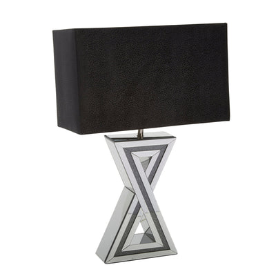 MIRRORED 28" X TABLE LAMP, SILVER - Al Rugaib Furniture