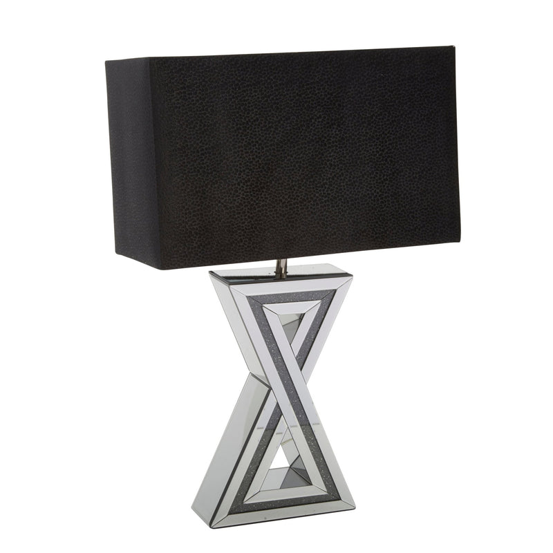 MIRRORED 28" X TABLE LAMP, SILVER - Al Rugaib Furniture