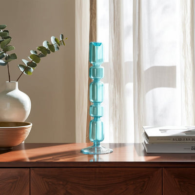 Mixed Bubble Taper Candleholder, Blue - Al Rugaib Furniture