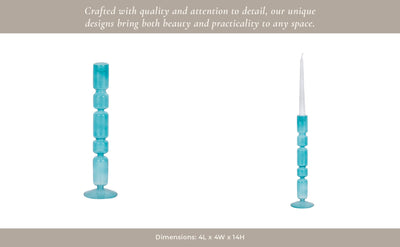 Mixed Bubble Taper Candleholder, Blue - Al Rugaib Furniture