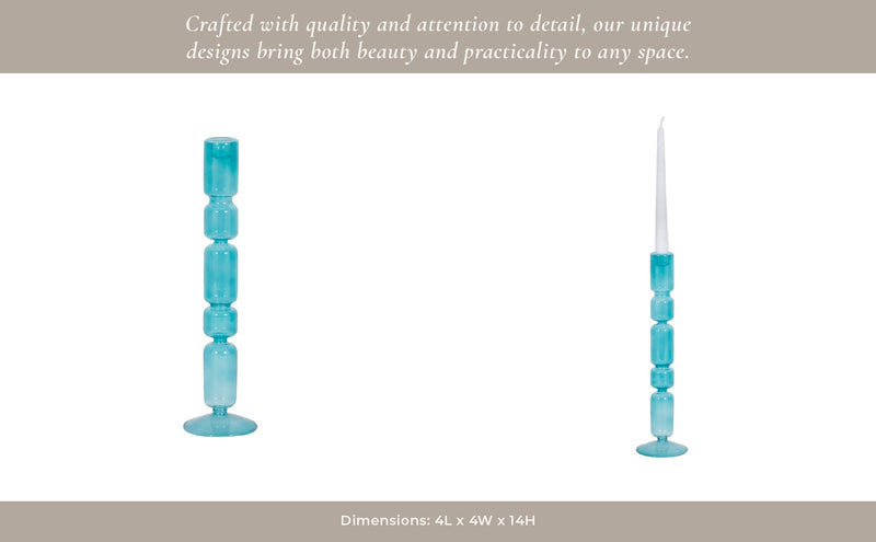 Mixed Bubble Taper Candleholder, Blue - Al Rugaib Furniture