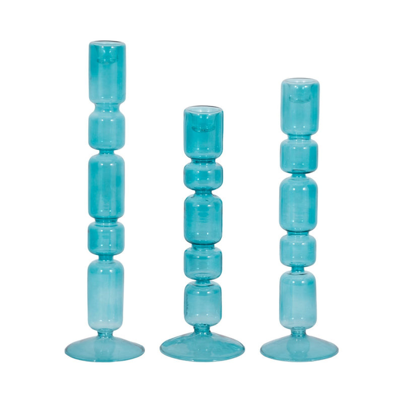 Mixed Bubble Taper Candleholder, Blue - Al Rugaib Furniture