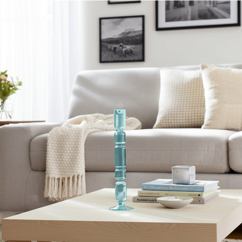 Mixed Bubble Taper Candleholder, Blue - Al Rugaib Furniture