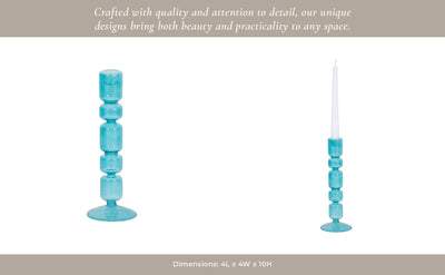 Mixed Bubble Taper Candleholder, Blue - Al Rugaib Furniture