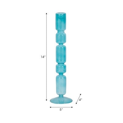 Mixed Bubble Taper Candleholder, Blue - Al Rugaib Furniture