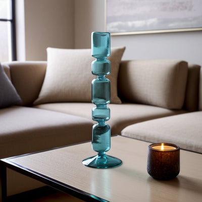 Mixed Bubble Taper Candleholder, Blue - Al Rugaib Furniture