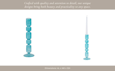 Mixed Bubble Taper Candleholder, Blue - Al Rugaib Furniture