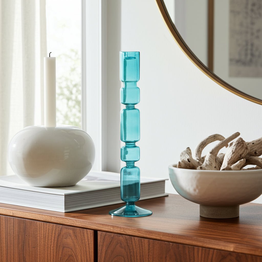 Mixed Bubble Taper Candleholder, Blue Candle Holders| Sagebrook Home