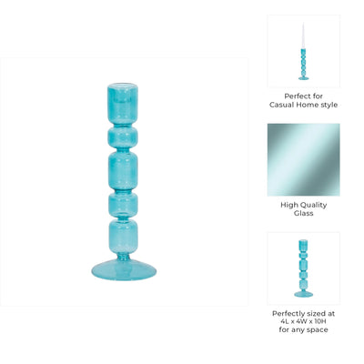 Mixed Bubble Taper Candleholder, Blue - Al Rugaib Furniture