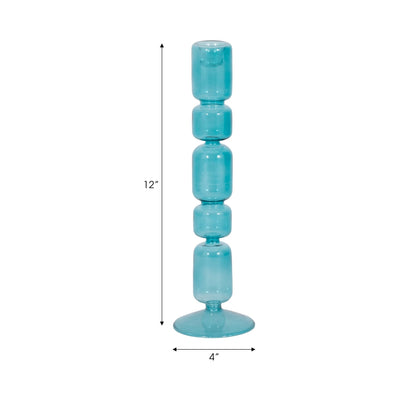 Mixed Bubble Taper Candleholder, Blue - Al Rugaib Furniture