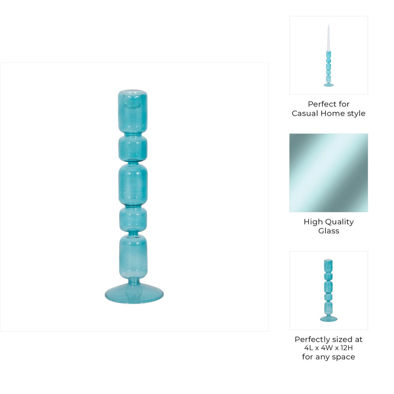 Mixed Bubble Taper Candleholder, Blue - Al Rugaib Furniture