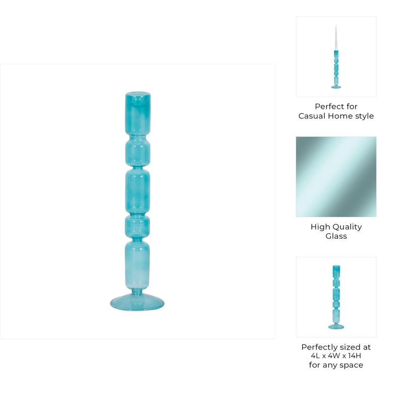 Mixed Bubble Taper Candleholder, Blue - Al Rugaib Furniture