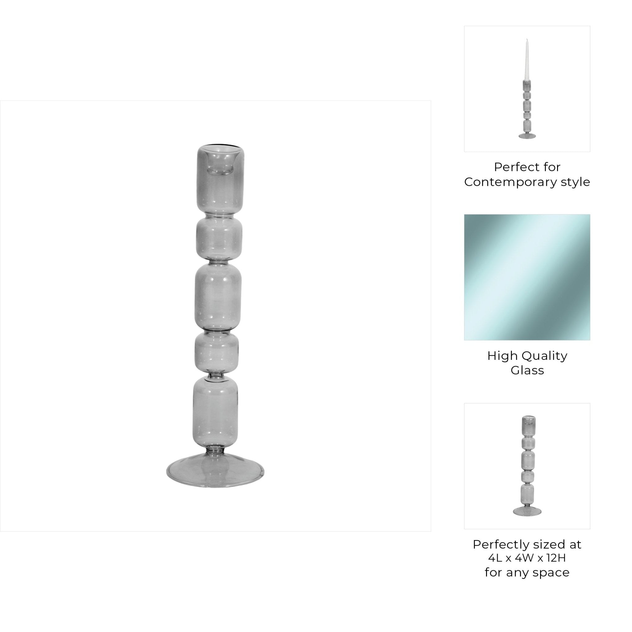 Mixed Bubble Taper Candleholder, Smoke Candle Holders| Sagebrook Home