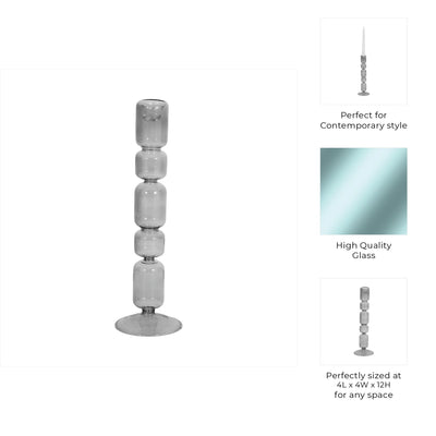 Mixed Bubble Taper Candleholder, Smoke - Al Rugaib Furniture