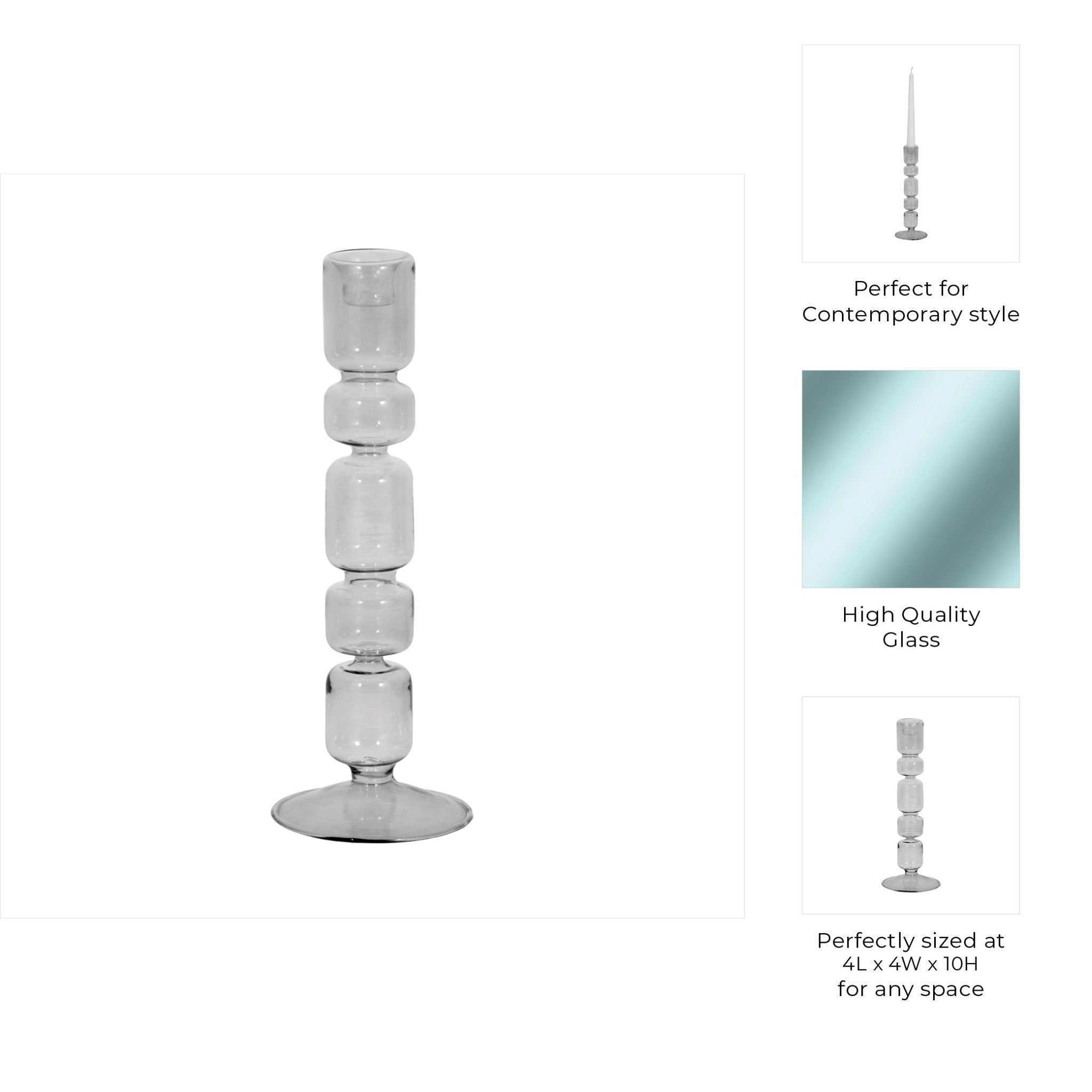 Mixed Bubble Taper Candleholder, Smoke Candle Holders| Sagebrook Home