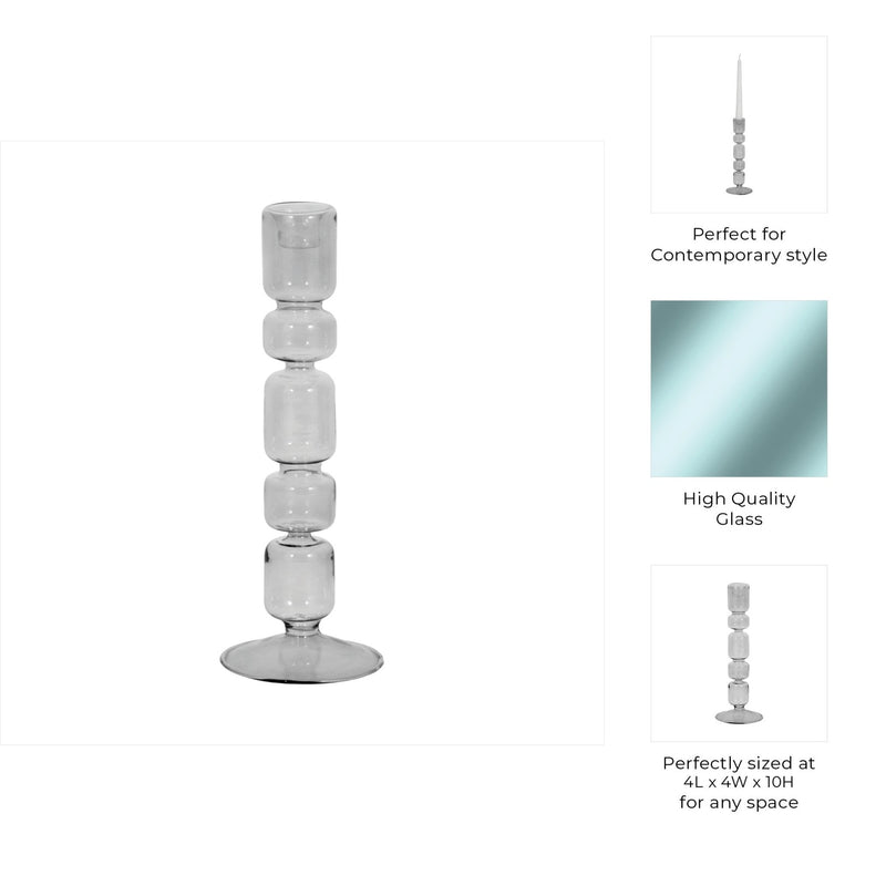 Mixed Bubble Taper Candleholder, Smoke - Al Rugaib Furniture