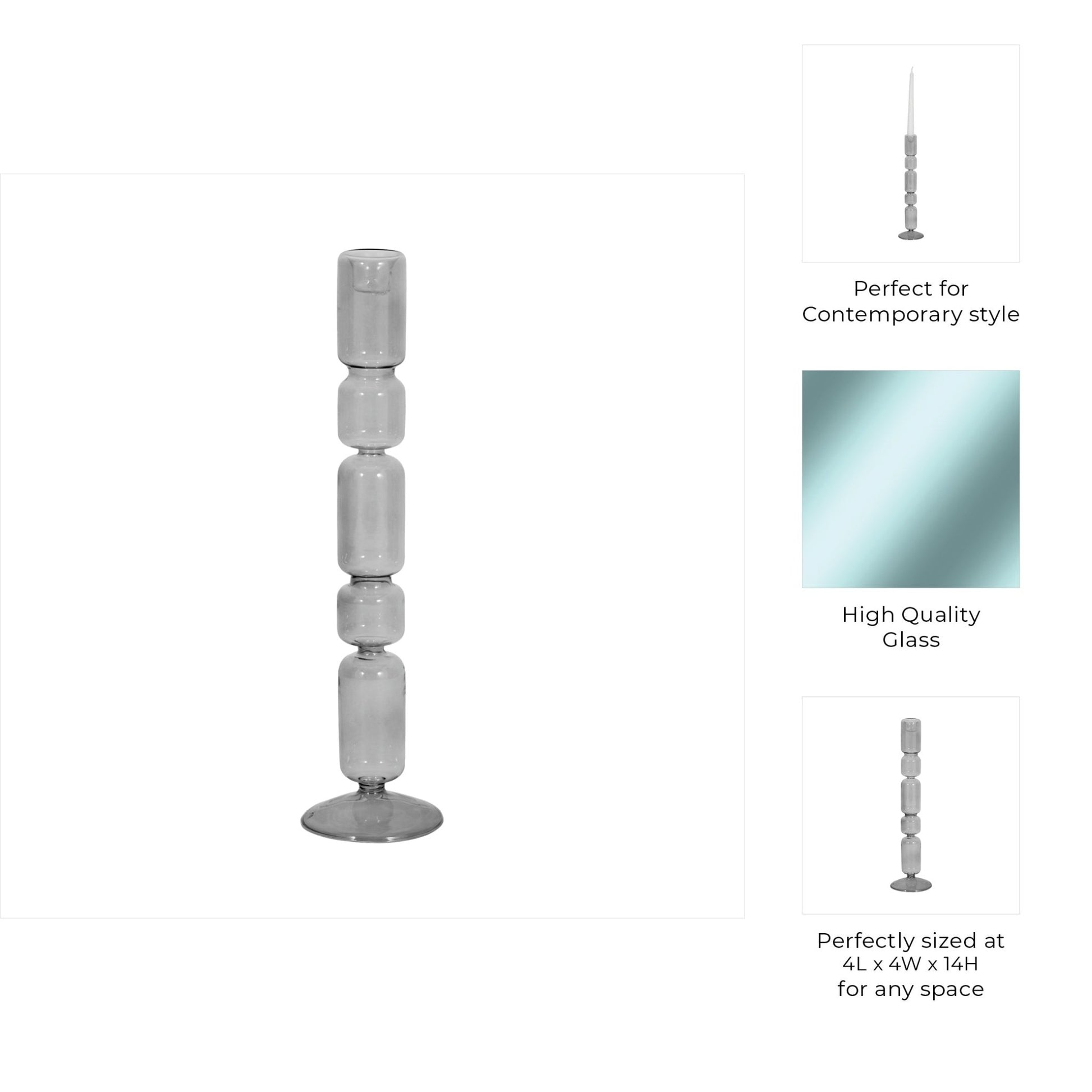 Mixed Bubble Taper Candleholder, Smoke Candle Holders| Sagebrook Home