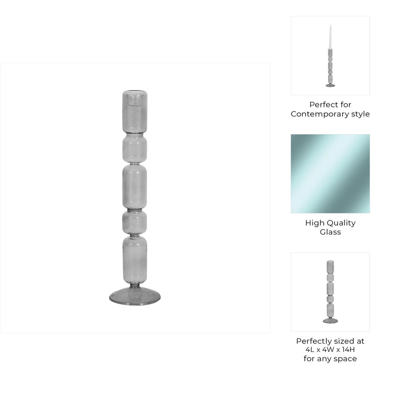 Mixed Bubble Taper Candleholder, Smoke - Al Rugaib Furniture