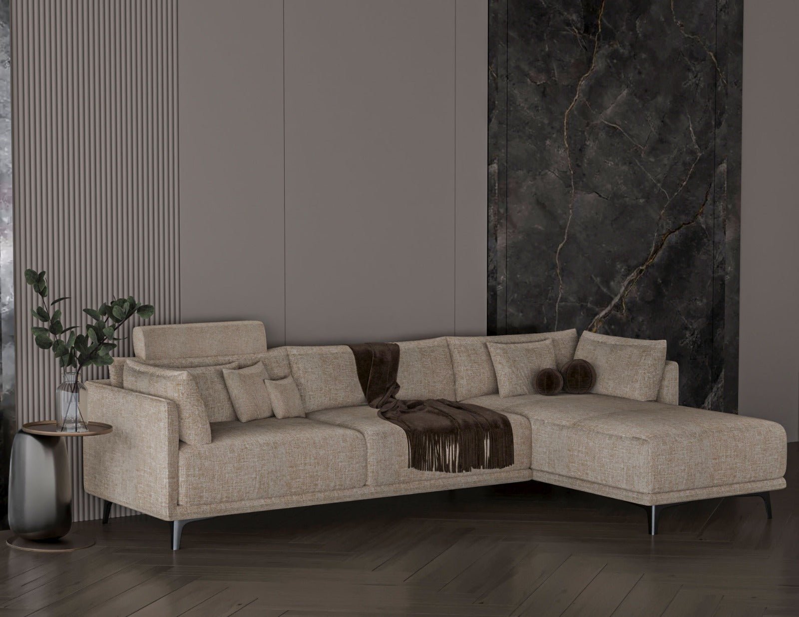 Mocha corner sofa model "Ishraq" in size 255×170 Sectionals| Oak