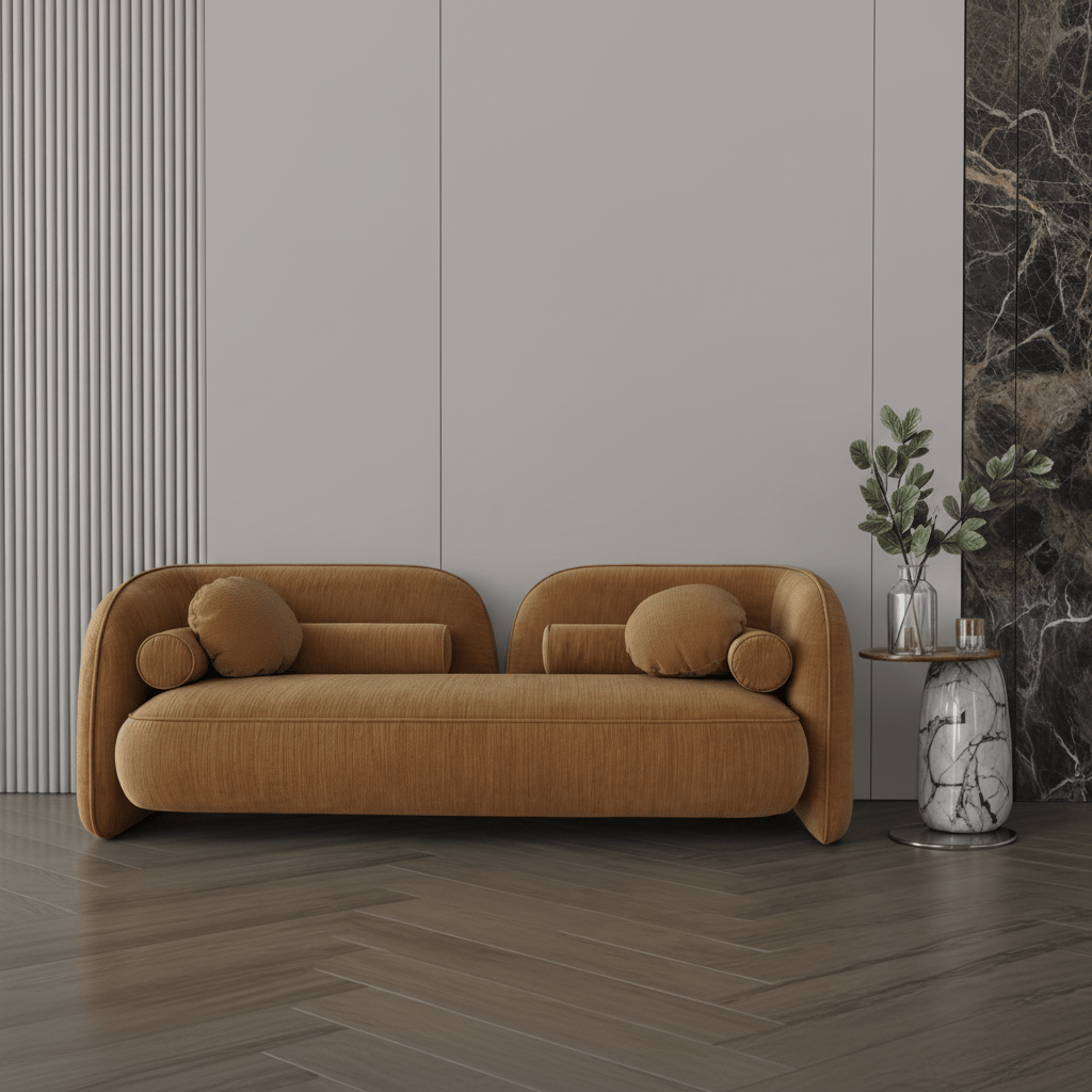 Mocha velvet sofa 220x87x42 cm Sofas & Loveseats| Oak