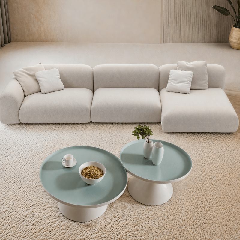Modern 3-Seater Sofa with Chaise Lounge - Off-White Corner Sofas| Otath