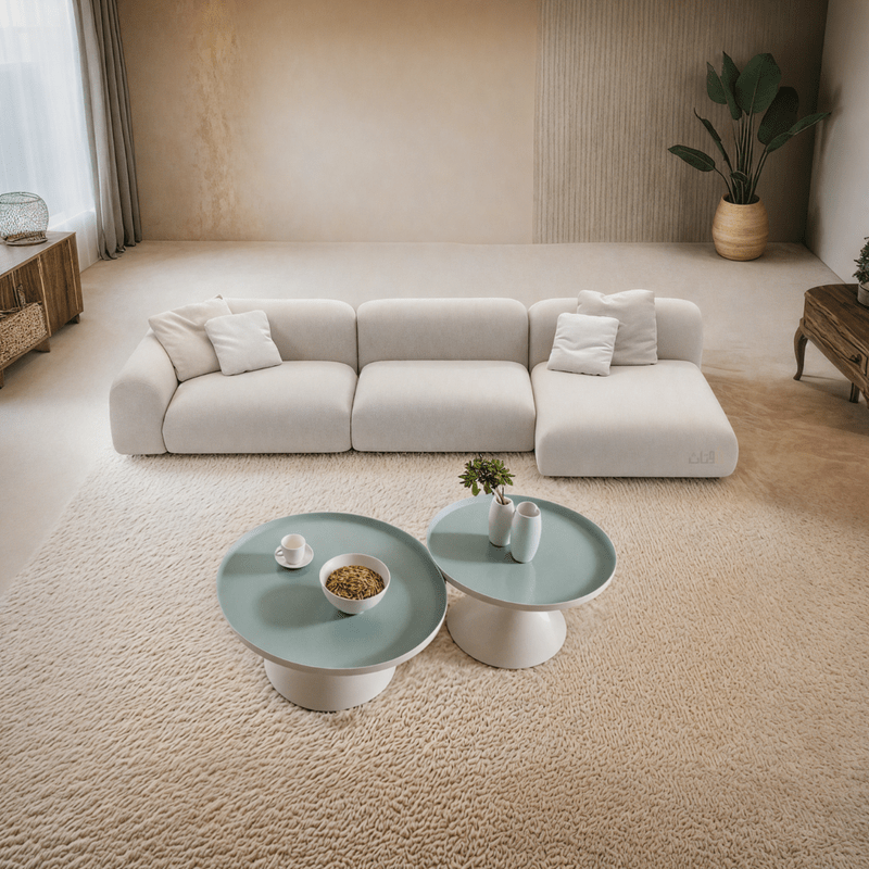 Modern 3-Seater Sofa with Chaise Lounge - Off-White Corner Sofas| Otath