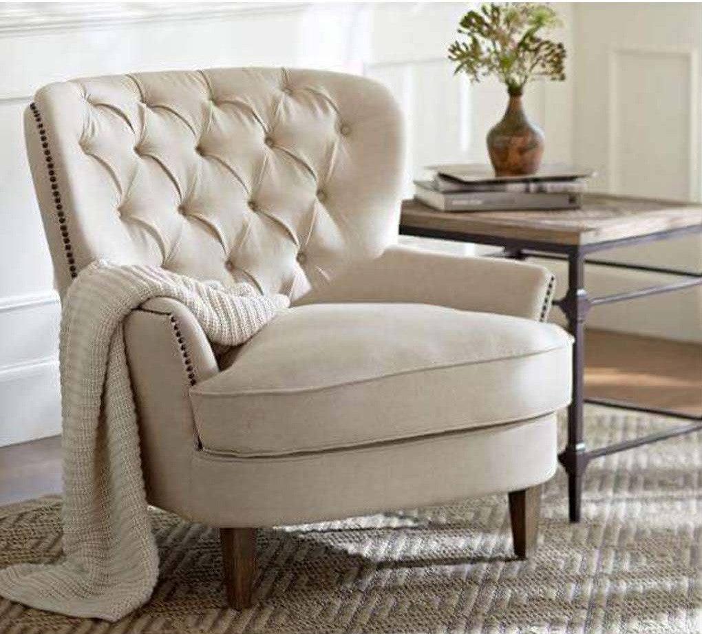 Modern Armchair in Velvet and Swedish Wood - 90x80x90 cm - Beige - by Alhome - AL-32-a Chairs| Alhome