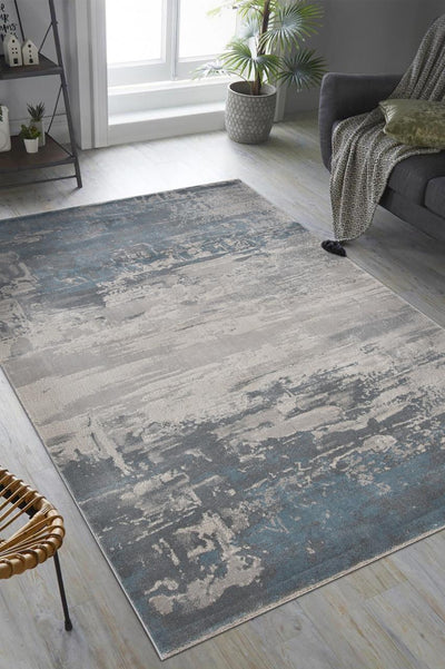 Modern baby blue and off - white Rug - Al Rugaib Furniture