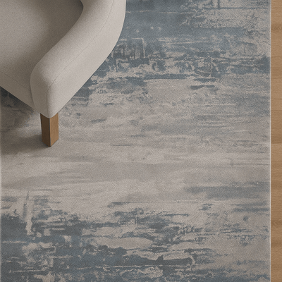 Modern baby blue and off - white Rug - Al Rugaib Furniture