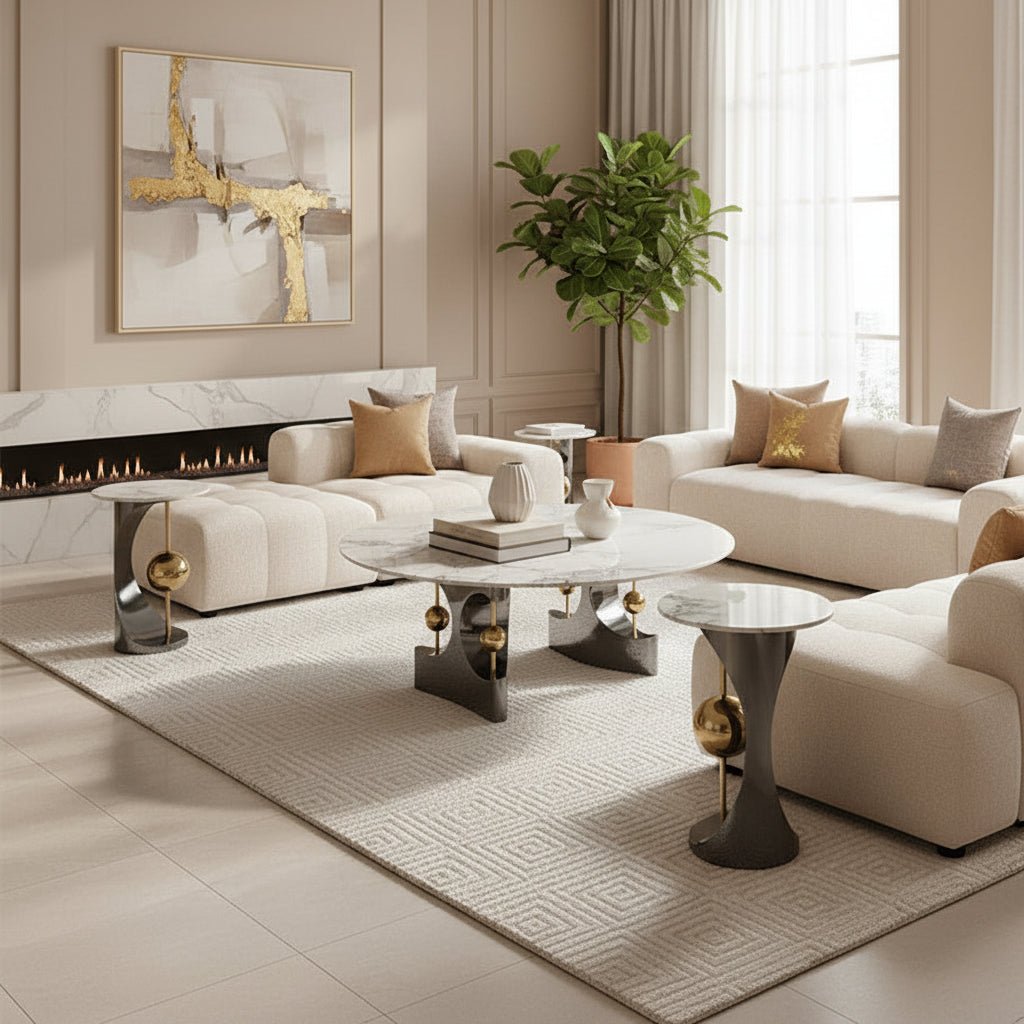 Modern Ceramic Tables with Golden Touches Table Sets| Otath