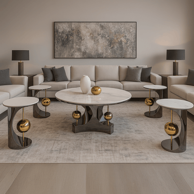 Modern Ceramic Tables with Golden Touches - Al Rugaib Furniture