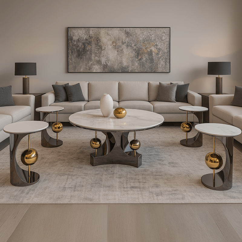 Modern Ceramic Tables with Golden Touches - Al Rugaib Furniture