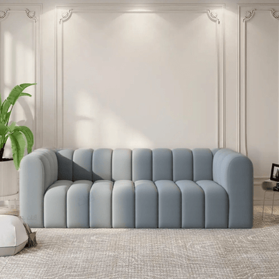 Modern Channel - Tufted 3 - Seater Sofa - Grey - Al Rugaib Furniture