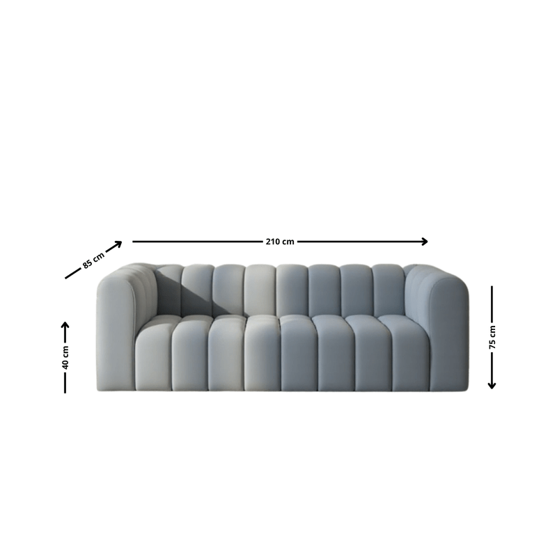 Modern Channel-Tufted 3-Seater Sofa - Grey Sofa| Otath