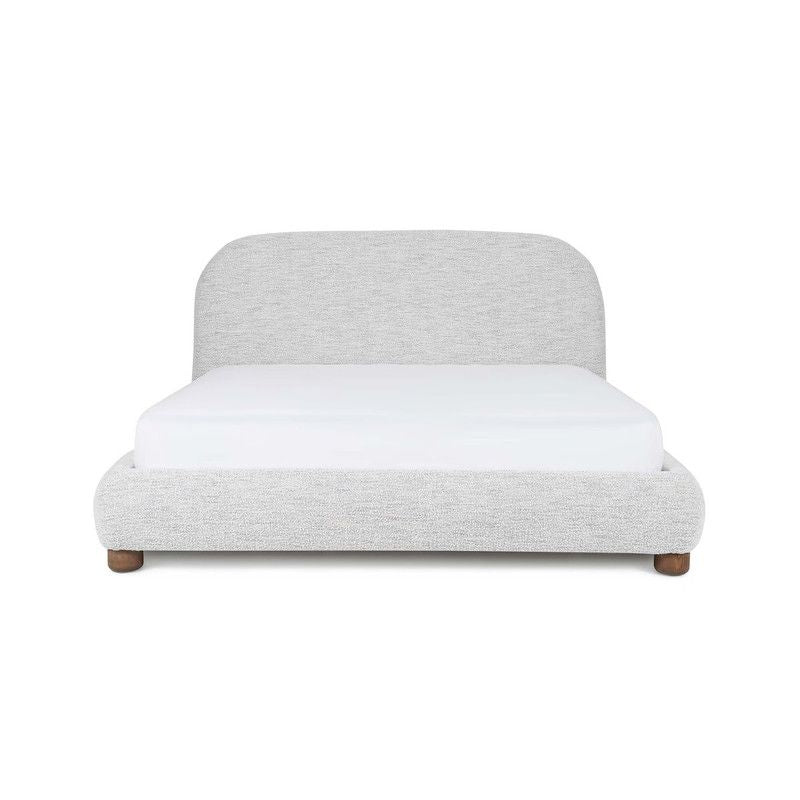 Modern Chenille Bed Frame by Alhome - Off - White - Al Rugaib Furniture